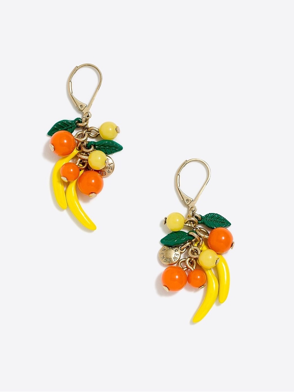 Brand new JCrew Fruit Charm banana oranges Drop Earrings